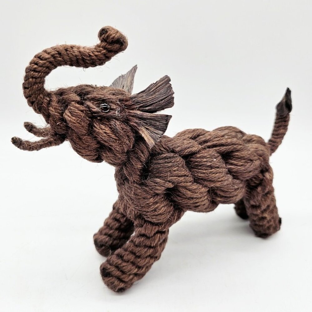 Vintage Elephant Jute Rope Figure Unique Oddity